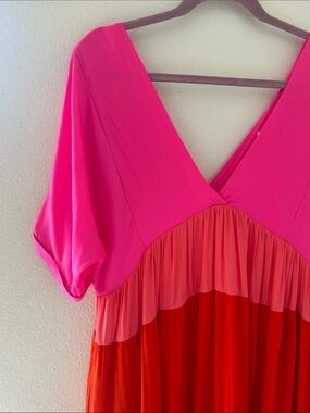Mustard Seed Pink and Red Colorblock Mini Dress